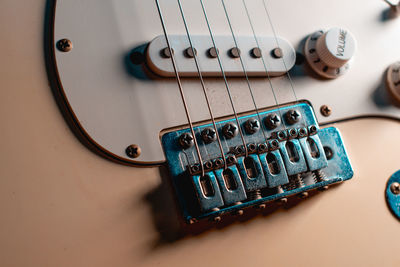 High angle view of guitar