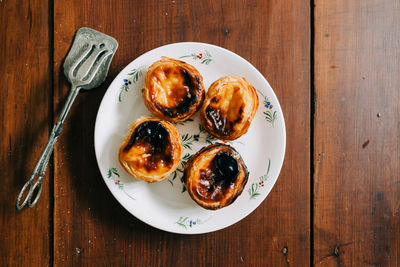 High angle view of breakfast on table