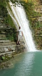 Scenic view of waterfall