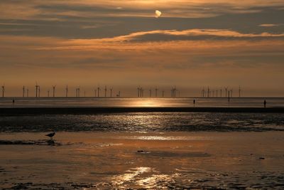 Scenic view of beach against sky during sunset