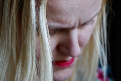 Close-up of woman with blond hair