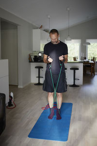 Man training at home