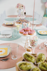 High angle view of cake on table