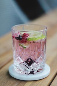 Close-up of drink in glass on table