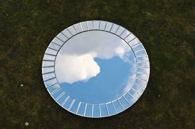 High angle view of sky seen through glass