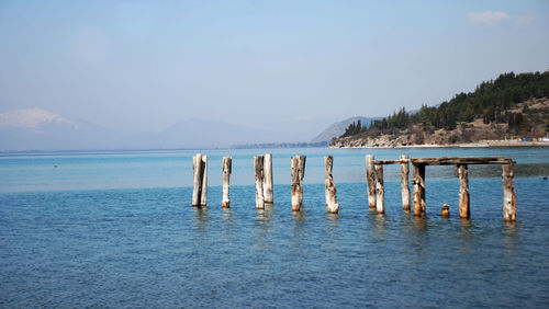 Scenic view of sea against blue sky