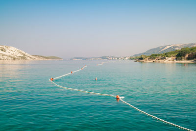 Scenic view of sea against clear sky