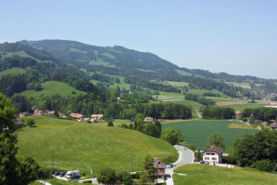 High angle view of landscape against sky