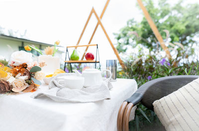 Close-up of place setting on table