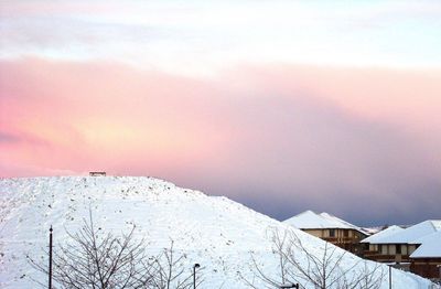 Scenic view of snow covered mountain against sky