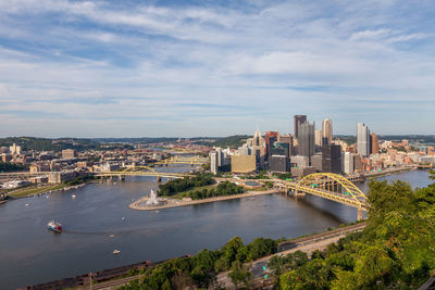 Panoramic overview the city of pittsburgh from the top of mount washington, pennsylvania, usa