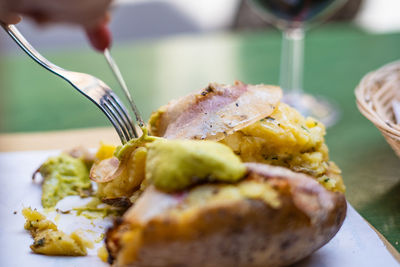 Close-up of food served in plate