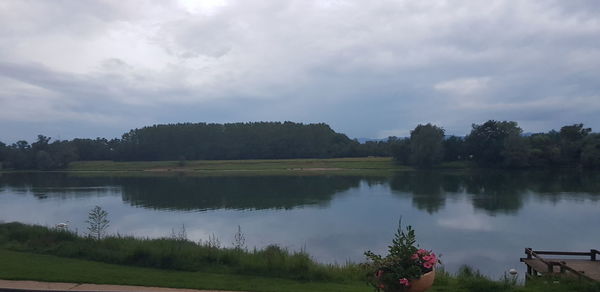 Scenic view of lake against sky