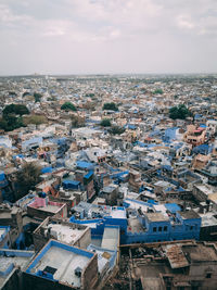 High angle view of townscape against sky