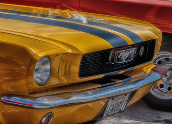 Close-up of yellow car