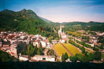 High angle view of town