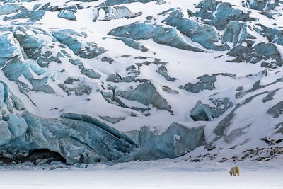 Aerial view of snow covered landscape