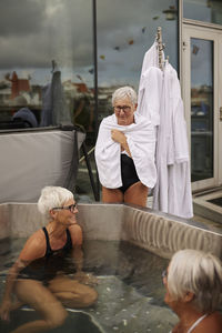 Senior women relaxing in hot tub