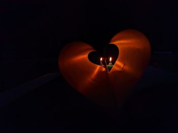 Heart shape made from illuminated lamp