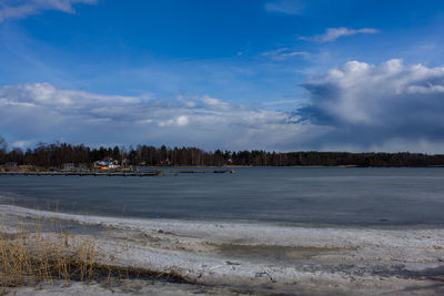 Scenic view of beach against sky