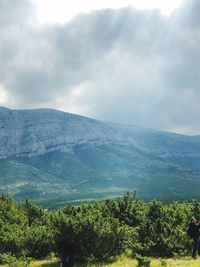 Scenic view of mountains against sky