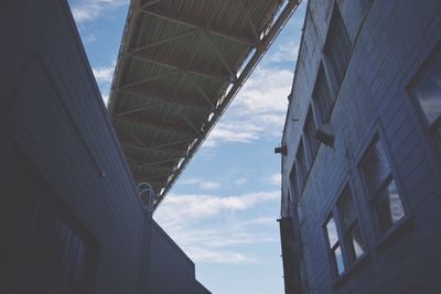 Low angle view of building against cloudy sky