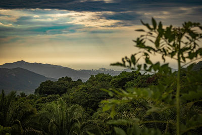 Scenic view of santa marta against sky during sunset