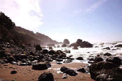 Scenic view of beach against sky