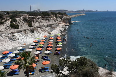 Governor's beach in limassol cyprus. blue sky and deep blue water