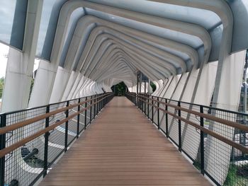 Low angle view of empty footbridge