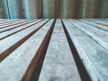 Close-up of wooden bench