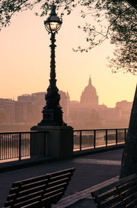 View of city at sunset