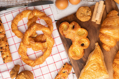 High angle view of bread on table