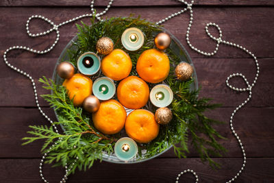 Directly above shot of fruits in plate
