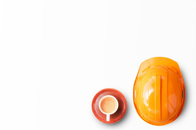 High angle view of empty drink against white background