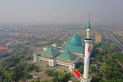 High angle view of buildings in city