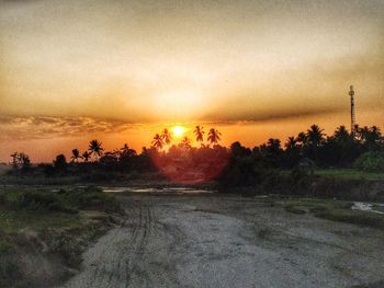 Scenic view of sunset over sea