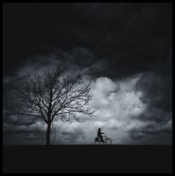 Silhouette of trees against cloudy sky