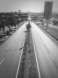 View of road along buildings