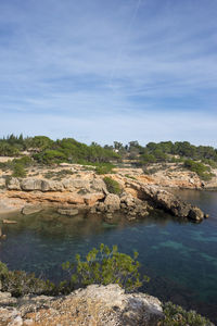 Scenic view of rock formation against sky