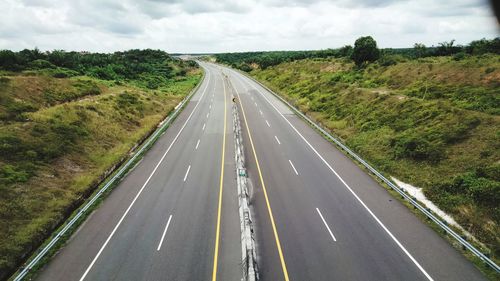High angle view of car on road