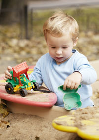 Cute boy playing at playground