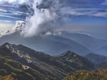 Scenic view of mountains against sky