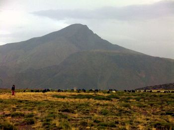 Scenic view of mountains against sky