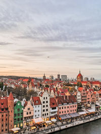 High angle view of townscape against sky