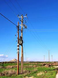 Electricity pylons in athienou town in cyprus republic