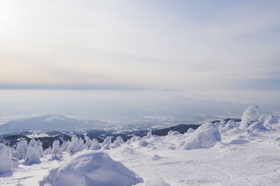 Scenic view of snowcapped landscape against sky