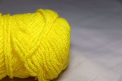 High angle view of yellow leaf on table