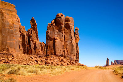 View of rock formations in desert