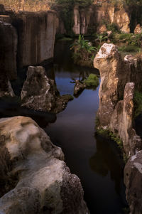 Rock formations in lake